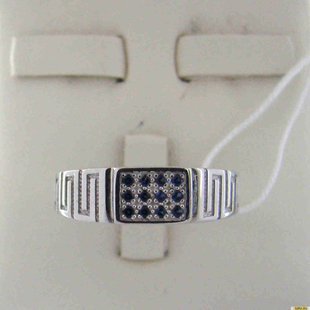 Серебряное кольцо-печатка (перстень), 925 пробы с фианитом, 2200000472083