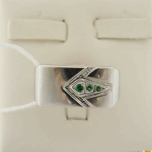 Серебряное кольцо-печатка (перстень), 925 пробы с шпинелью, 2200000179562