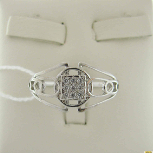 Серебряное кольцо-печатка (перстень), 925 пробы с фианитом, 2200000342799