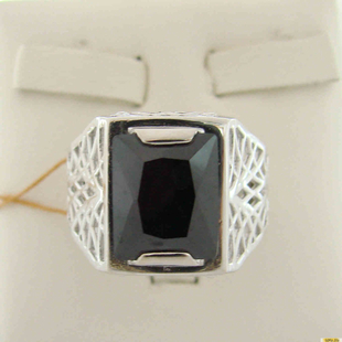 Серебряное кольцо-печатка (перстень), 925 пробы с фианитом, 2200000380876