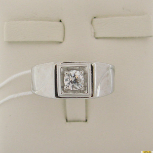Серебряное кольцо-печатка (перстень), 925 пробы с фианитом, 2200000381286