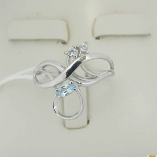 Серебряное кольцо 925 пробы с топазом, фианитом, 2200000485311