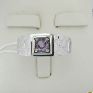 Серебряное кольцо-печатка (перстень), 925 пробы с аметистом, 2200000485441
