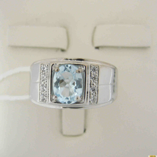 Серебряное кольцо-печатка (перстень), 925 пробы с топазом, фианитом, 2200000485977