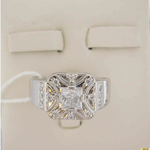 Серебряное кольцо-печатка (перстень), 925 пробы с фианитом, 2200000486011