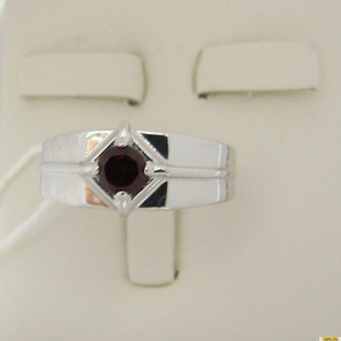 Серебряное кольцо-печатка (перстень), 925 пробы с гранатом, 2200000486066