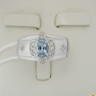 Серебряное кольцо 925 пробы с топазом, фианитом, 2200000486097