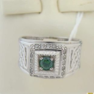 Серебряное кольцо-печатка (перстень), 925 пробы с фианитом, 2200000486912