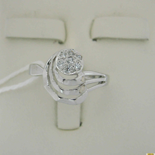 Серебряное кольцо 925 пробы с фианитом, 2200000487599