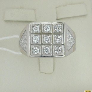 Серебряное кольцо-печатка (перстень), 925 пробы с фианитом, 2200000496867