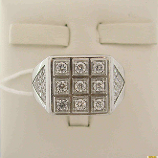 Серебряное кольцо-печатка (перстень), 925 пробы с фианитом, 2200000502773