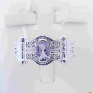 Серебряное кольцо 925 пробы с аметистом, фианитом, 2200000456083