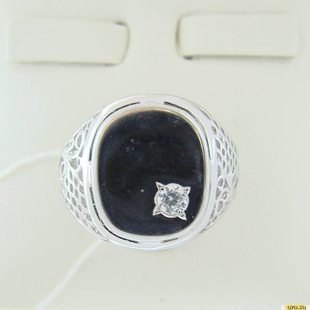 Серебряное кольцо-печатка (перстень), 925 пробы с фианитом, 2200000456960