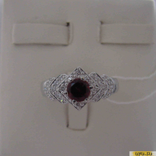 Серебряное кольцо 925 пробы с гранатом, фианитом, 2200000470591