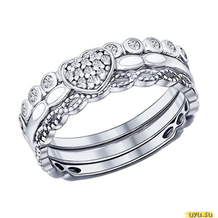 Серебряное кольцо 925 пробы с фианитом, 2200000500625