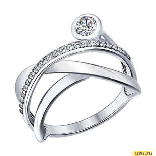 Серебряное кольцо 925 пробы с фианитом, 2200000500694