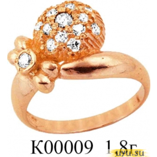 Золотое кольцо 585 пробы с фианитом, К00009
