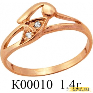 Золотое кольцо 585 пробы с фианитом, К00010