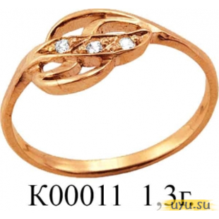 Золотое кольцо 585 пробы с фианитом, К00011
