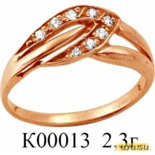 Золотое кольцо 585 пробы с фианитом, К00013