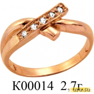 Золотое кольцо 585 пробы с фианитом, К00014