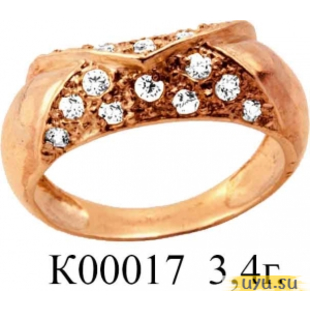 Золотое кольцо 585 пробы с фианитом, К00017
