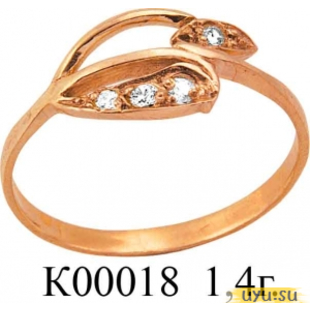 Золотое кольцо 585 пробы с фианитом, К00018