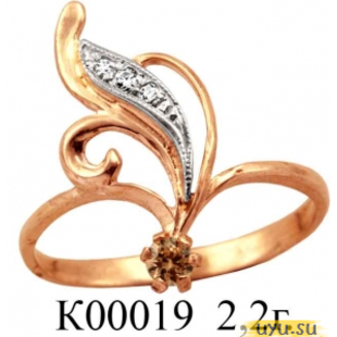 Золотое кольцо 585 пробы с фианитом, К00019