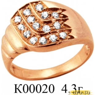 Золотое кольцо 585 пробы с фианитом, К00020