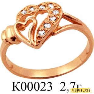 Золотое кольцо 585 пробы с фианитом, К00023