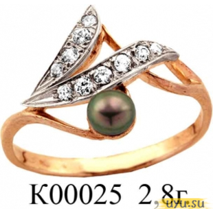 Золотое кольцо 585 пробы с фианитом, К00025