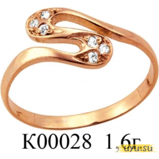 Золотое кольцо 585 пробы с фианитом, К00028