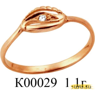 Золотое кольцо 585 пробы с фианитом, К00029