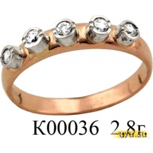 Золотое кольцо 585 пробы с фианитом, К00036