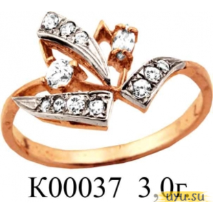 Золотое кольцо 585 пробы с фианитом, К00037