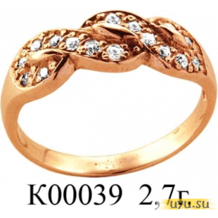 Золотое кольцо 585 пробы с фианитом, К00039