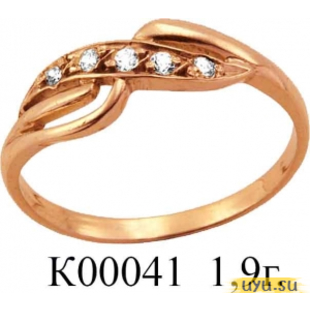 Золотое кольцо 585 пробы с фианитом, К00041