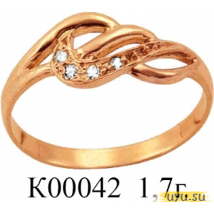 Золотое кольцо 585 пробы с фианитом, К00042
