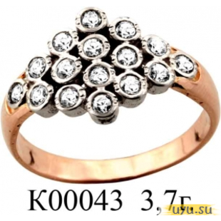Золотое кольцо 585 пробы с фианитом, К00043