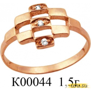 Золотое кольцо 585 пробы с фианитом, К00044