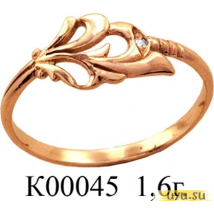 Золотое кольцо 585 пробы с фианитом, К00045
