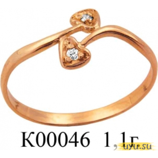 Золотое кольцо 585 пробы с фианитом, К00046