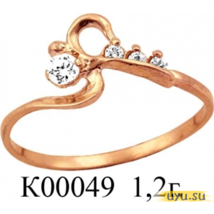 Золотое кольцо 585 пробы с фианитом, К00049