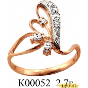 Золотое кольцо 585 пробы с фианитом, К00052