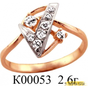 Золотое кольцо 585 пробы с фианитом, К00053
