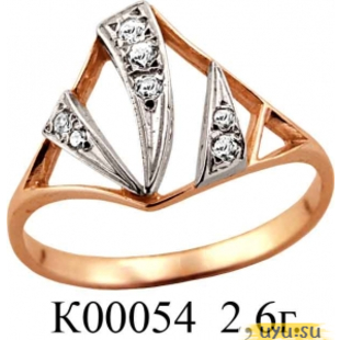 Золотое кольцо 585 пробы с фианитом, К00054