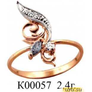 Золотое кольцо 585 пробы с фианитом, К00057