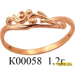 Золотое кольцо 585 пробы без камней К00058