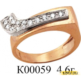 Золотое кольцо 585 пробы с фианитом, К00059