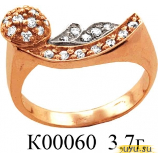 Золотое кольцо 585 пробы с фианитом, К00060
